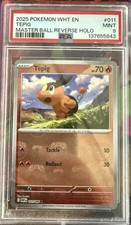 Tepig Master Ball Pattern PSA 9 011/086 White Flare Holo English Graded