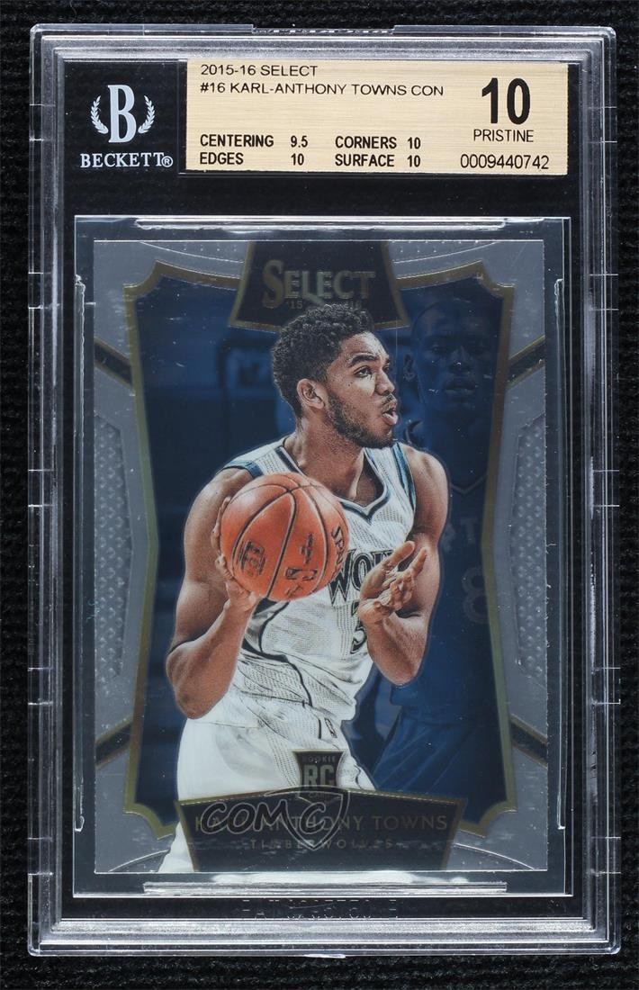 2015 Panini Select Concourse Karl-Anthony Towns BGS 10 PRISTINE Rookie RC 0mr3
