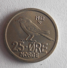 1962 NORWAY 25 ORE - Excellent Coin - FREE SHIP - Bin #342