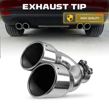 Dual Pipe Exhaust Tip 2.5 Inlet Clamp Weld On Chrome Muffler Tips Double Wall