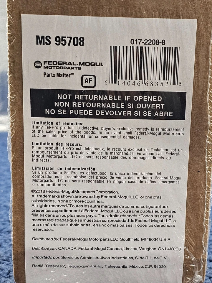 Junta plenum de inyección de combustible Fel-Pro MS 95708 para Mitsubishi Eclipse 2000-2005 Foto 3 de 4