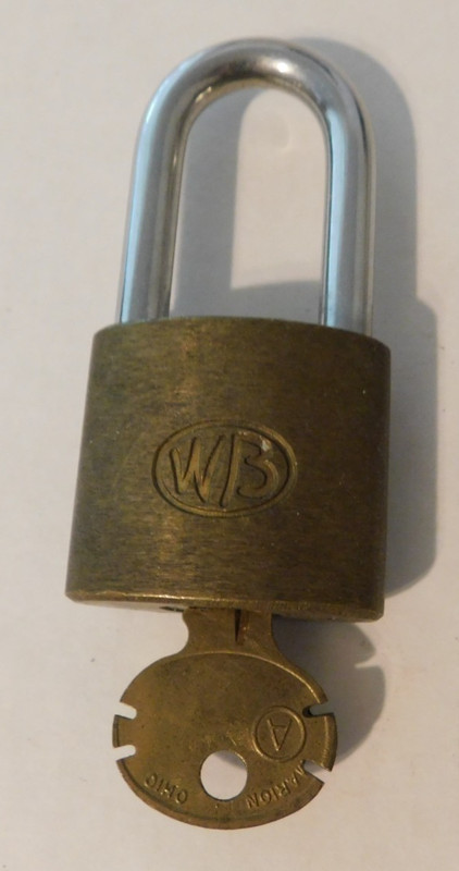 Vintage WB Wilson Bohannon Brass Padlock Lock With WB Key