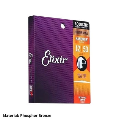 Elixir Acoustic Guitar strings Phosphor Bronze LIGHT 12-53 16027 16052 AE