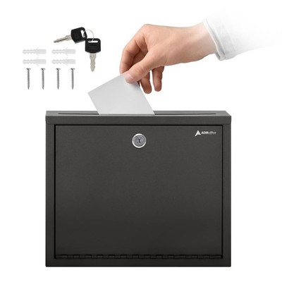 Adir Metal Suggestion Box with Lock and Slot, Wall Mount Deposit Box for Paym...