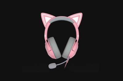Razer Kraken Kitty V2-USB Headset with RGB Kitty Ears-Quartz Edition-FRML Pac...