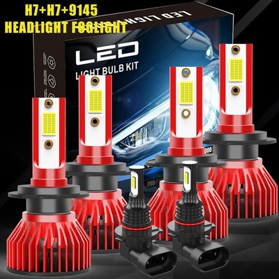 For BMW 328i 1999-2000 -6x H7 H7 9145 6000K LED Headlight & Fog Light Bulbs