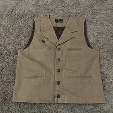 Mens Small Wyoming Traders Lined Cotton Tan Canvas Western Vest