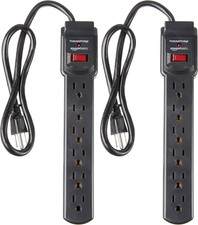 Surge Protector Power Strip, 6-Outlet with 200J Protection, 2Ft Extension Cord,