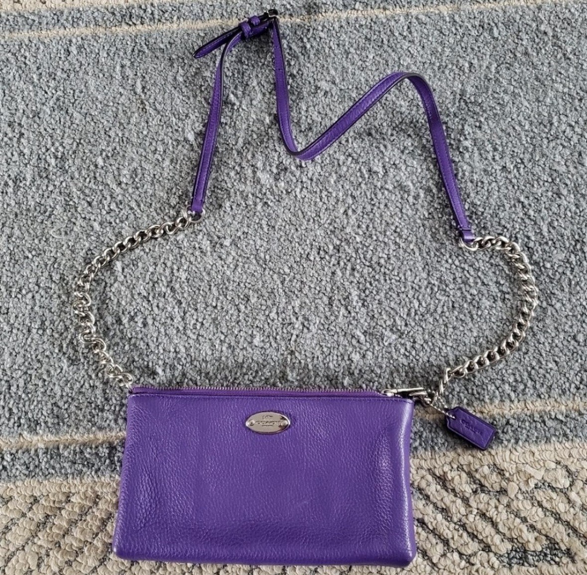 Small Solid Purple & Silver Color Designer Coach … - image 1