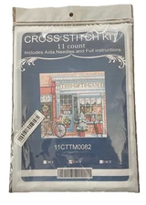 11 Count Cross Stitch Kit. Winter Toy  Store. W/ Aida ,Needles And Instructions