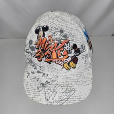 Disney Mickey Mouse White Graffiti Baseball Cap Hat Adult Rare Pluto Goofy