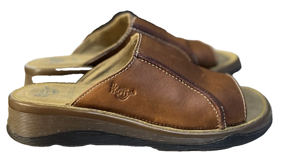 Dr Martens Slide Sandal Men's Size 7 Brown Leather Air Cushioned Soles Open Toe - Image 2 of 4