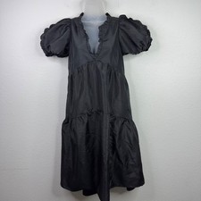 Kika Vargas x Target Dress Women XS Black Puff Sleeve Tiered Goth Dark Romantic