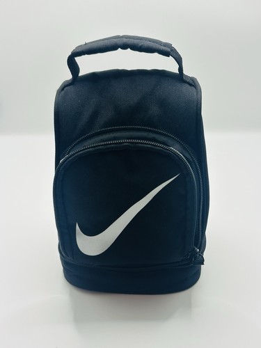 NIKE Black w/White Swoosh INSULATED Domed LUNCH BAG