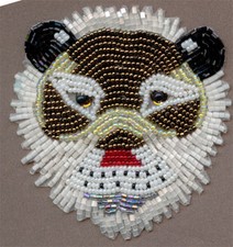 ANIMAL FACE BEAD PEARL APPLIQUES LOT OF 6 SEWING TRIMMING COSTUMES