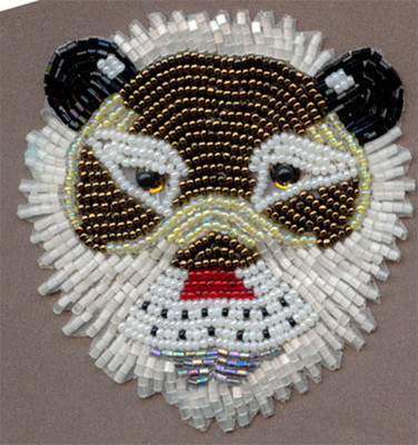ANIMAL FACE BEAD PEARL APPLIQUES LOT OF 6 SEWING TRIMMING COSTUMES