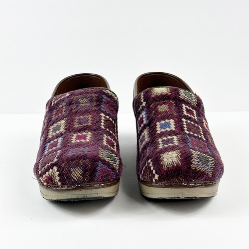 Zuecos Sanita para mujer 37 EE. UU. 6 zapatos sin cordones de enfermera granate retazos abuelita cuadrados - Imagen 7 de 12