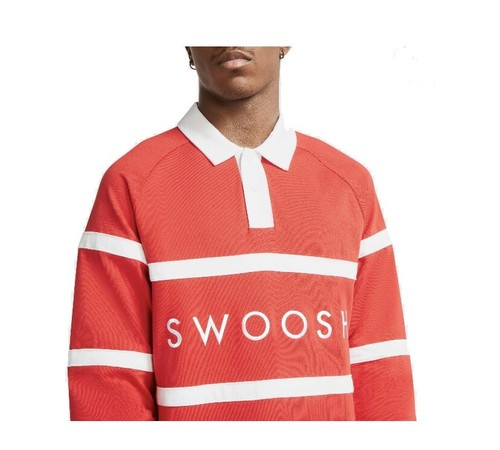 Mens Nike Swoosh Long Sleeve Rugby Polo 