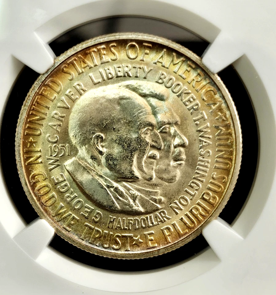 1951-S Washington- Carver Half Dollar- NGC Graded MS66+ **WOW TONING** **POPS** - Image 2 of 4