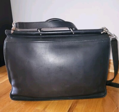 Vintage Coach 5266 Beekman Black Leather Messenger Bag Attaché