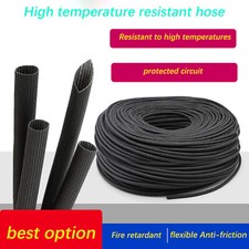 Braided Sleeving heat resistant Braid Cable Wiring Harnes Loom Protection Black