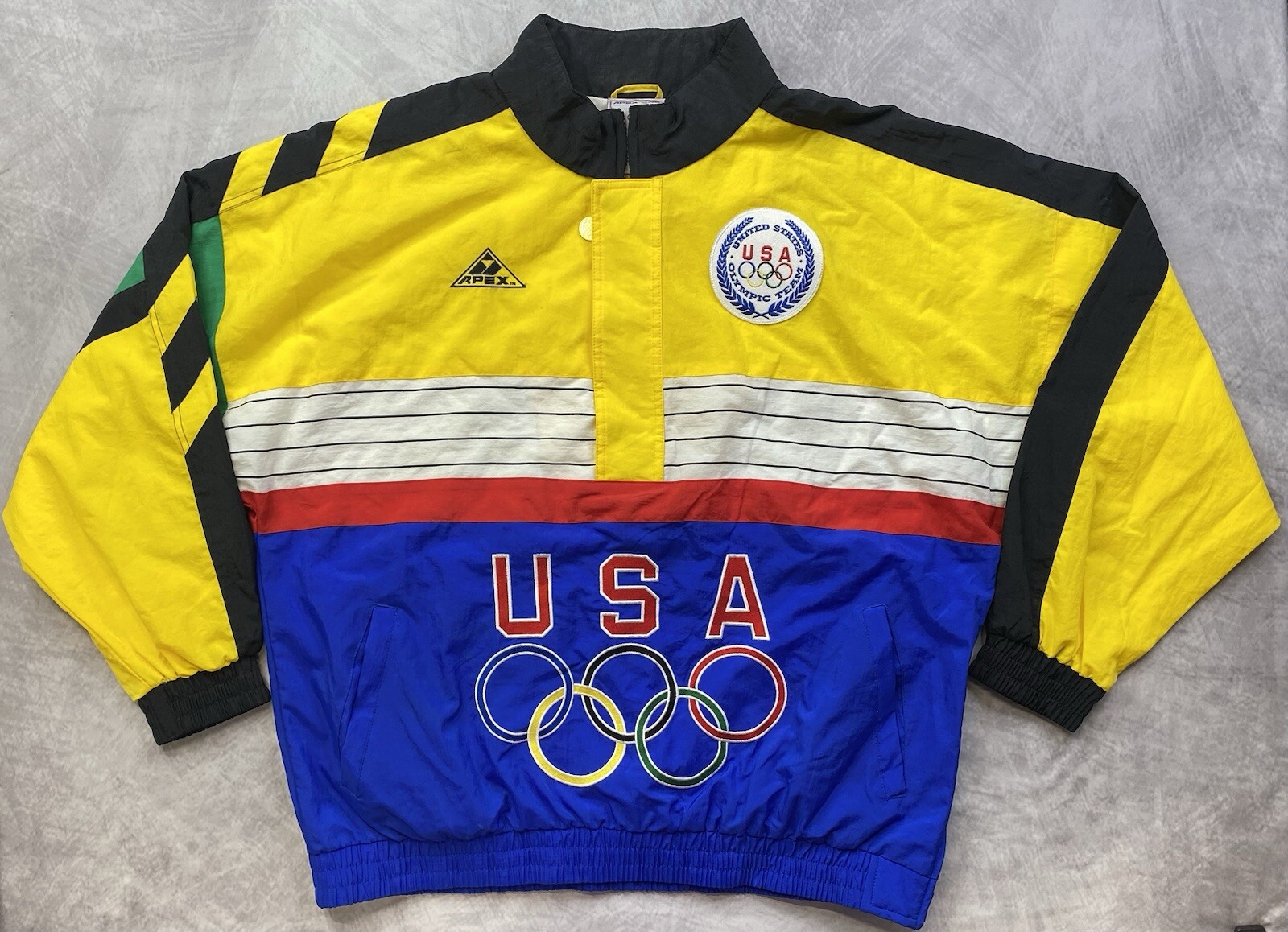 Vintage Apex One USA Olympic Team Embroidered Windbreaker Jacket Size XL