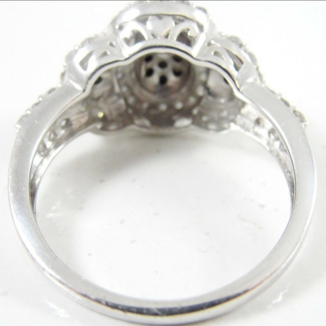 Sterling Silver Diamond Hematite Cluster Statemen… - image 4