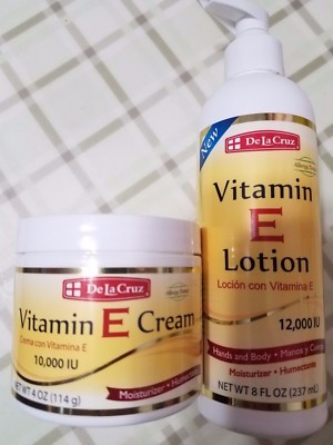 De la Cruz Vitamin E Lotion 12000 IU 8 oz and Vitamin E Cream 10000 IU   special