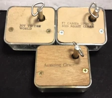 Sankyo~Harco Set 3 Wind Up MUSIC BOXES Amazing Grace Joy To World Midnight Clear