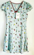 NWT Gap x DÔEN Floral Mini Dress Girl's L - 10  Dublin Blue Floral Print Pansy