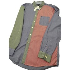 Vintage Tommy Hilfiger Men Shirt 90's Color Block Y2K Button Up XL New NWT