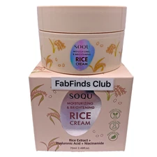 Korean SOQU Rice Face Cream 2.48oz Moisturizing & Brightening New Boxed