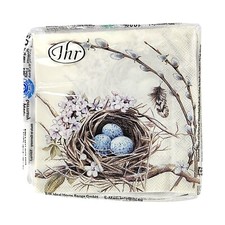 Vintage Cocktail Decoupage Napkins Bird Nest with Eggs Open Package Of 14