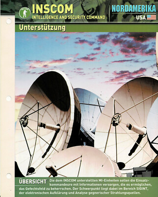 INSCOM - Intelligence and Security Command - Unterstützung - Infokarte