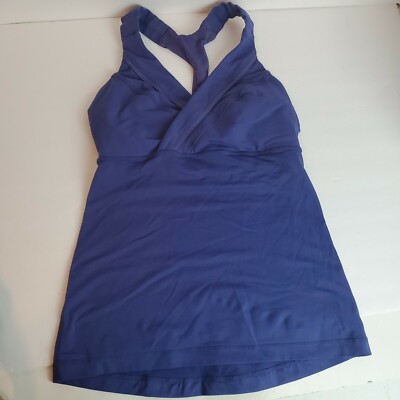 Lululemon Deep Breath Tank Top Sz 4 Purple Racerback Cross Front