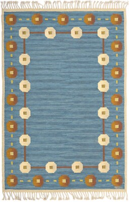 Rugs 5x8 8x10 Swedish Marianne Richter inspired Blue Kilim Rug Wool Rug Living