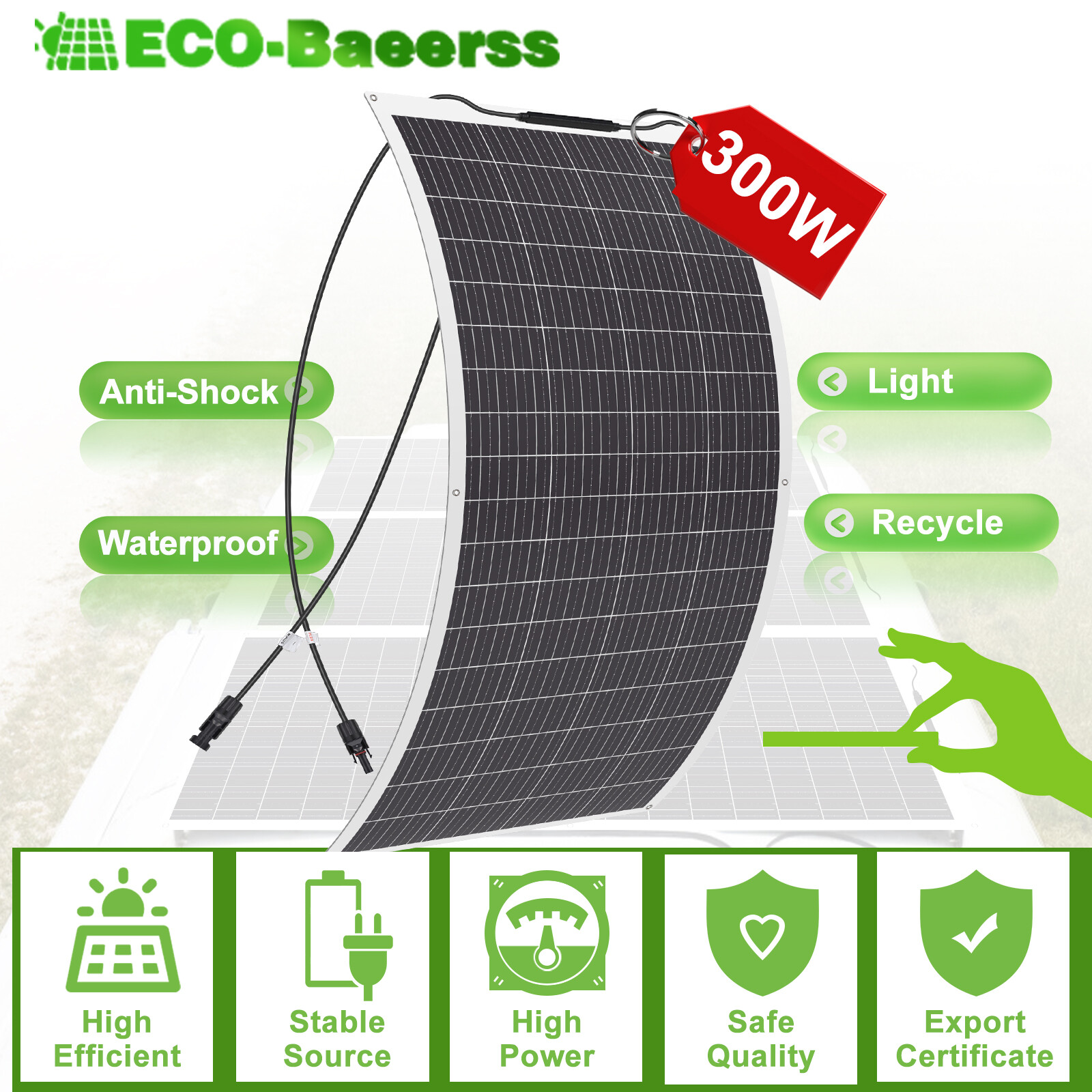 300W Flexible Solar Panel Mono 12V Portable Power Camping Home RV