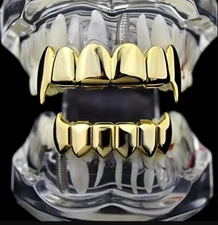 Custom Fit Vampire 18K Gold Plated Mouth Teeth Grills Grillz Fang Fangs Set