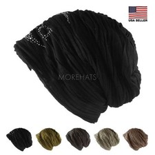 Bead Stud Cotton Slouchy Beanie Winter Warm Ski Skater Hip-hop Hat Men's Womens