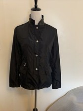 June Women’s Black Jacket With Leather Trimmed Size Small Long Sleeve Pockets