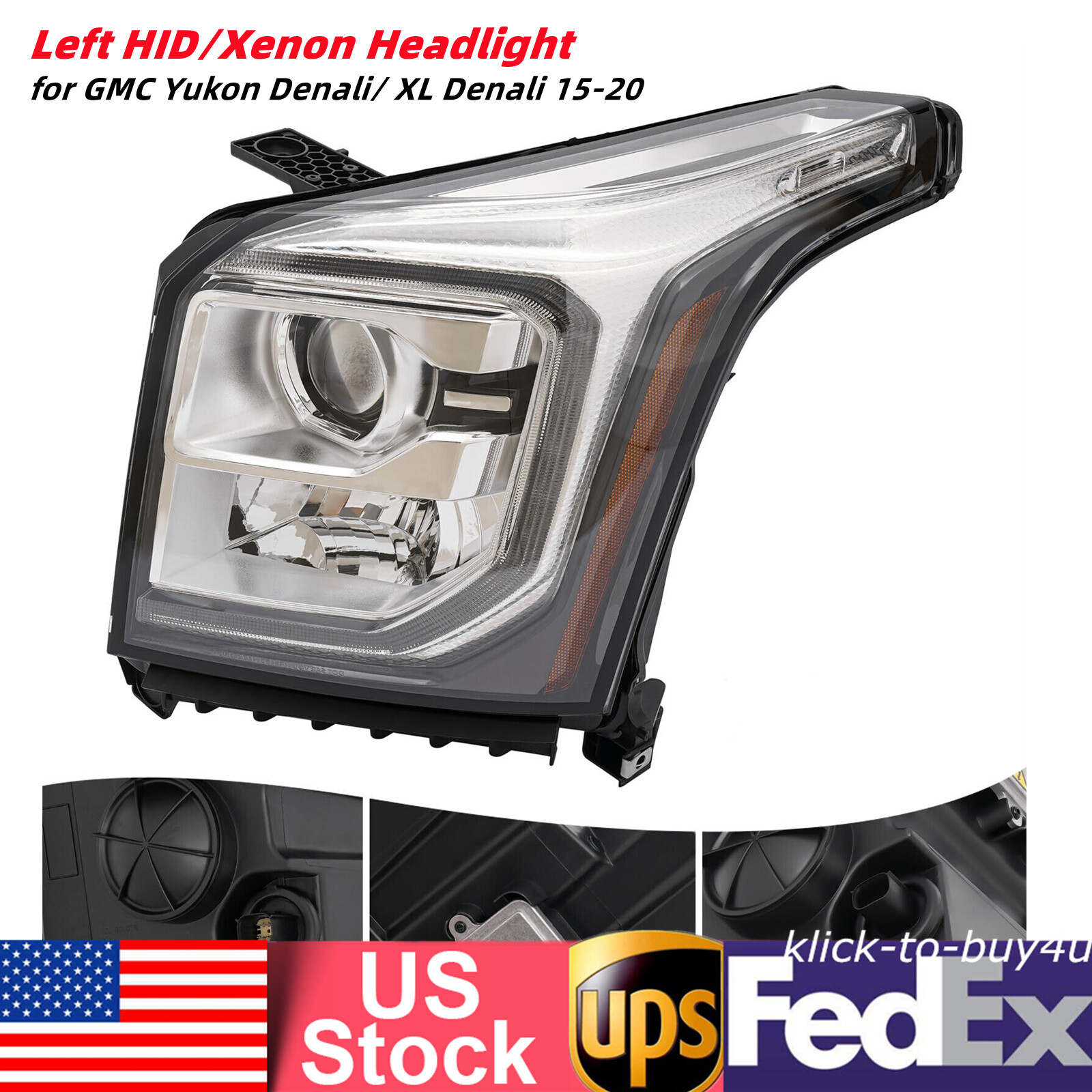 Left Headlight HID/Xenon Headlamp for GMC Yukon Denali/ XL Denali 2015-2020
