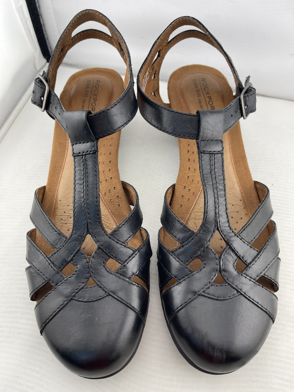 Rockport Cobb Hill Women's Aubrey T-Strap Sandal Black CBD12BK