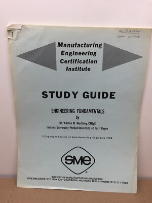 VTG Study Guide Engineering Fundamentals Manufacturing Engineering institute