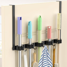 Broom Holder over the Door Drilling Free Mop and Broom Holder with 4 over Door