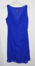 New Without Tags Woman's Chaps Lace Dress Royal Blue Empire Waist Sz 10