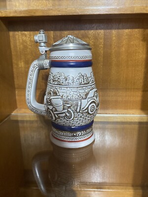 1979 Avon Beer Stein w/ lid 1910 Stanley Steamer 1911 Ford Model T 1927 Bugatti
