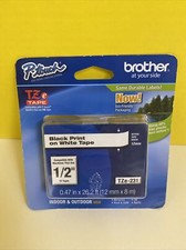Genuine Brother TZe-231, 1/2" Black on White P-Touch TZ tape