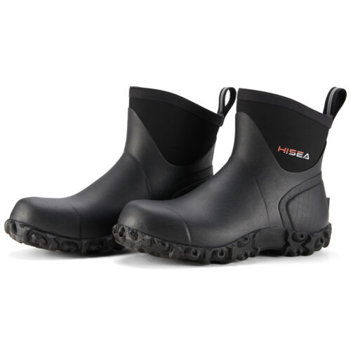 HISEA Men Ankle Rain Boots Waterproof Non-Slip Garden Boot Outdoor Mud Yard Work