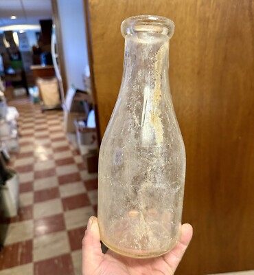 Qt Milk Bottle Embassy Dairy Inc Washington DC Script Embossed 1940s Era Dug