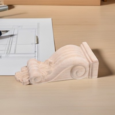 European Style Carved Wood Corbel - Rustic Wooden Corner Corbel Onlay Applique
